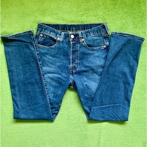 Levi’s 501 denim jeans waist 28 length 30 perfect blue green wash with stretch